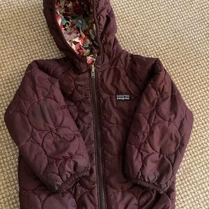 Patagonia Reversible Kids Quilted Jacket - Brown/floral 2T-4T